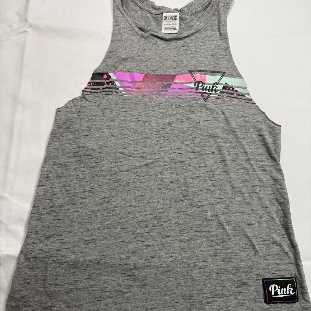 PINK Victoria's Secret Gray Tank Top with Pink Accents